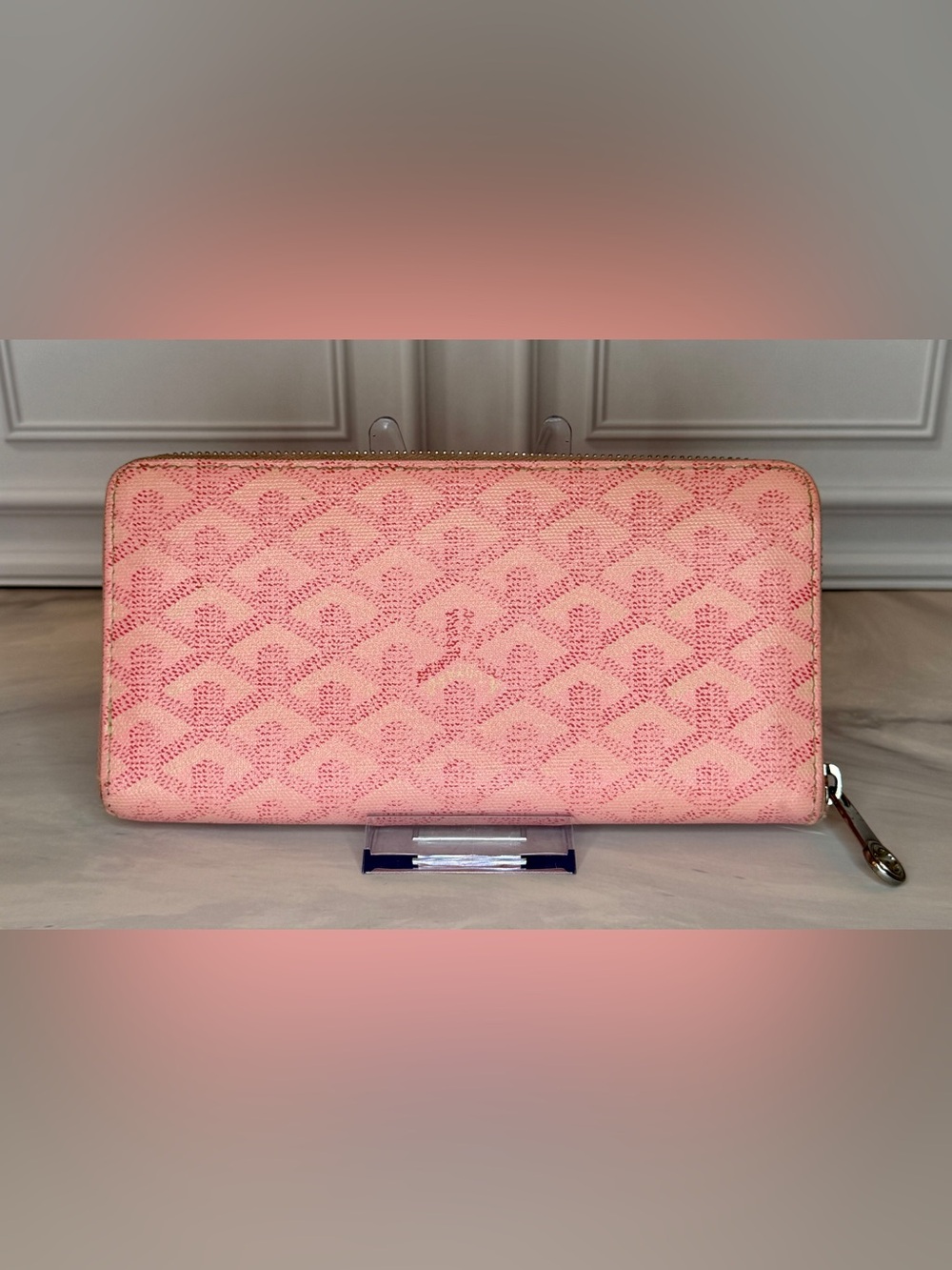 Goyard Sakura Rare Pink GM Zip Around Wallet Goyardine Leather Includes Box - Picture 3 of 10